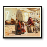 A Street Market Scene - Framed Wall Art