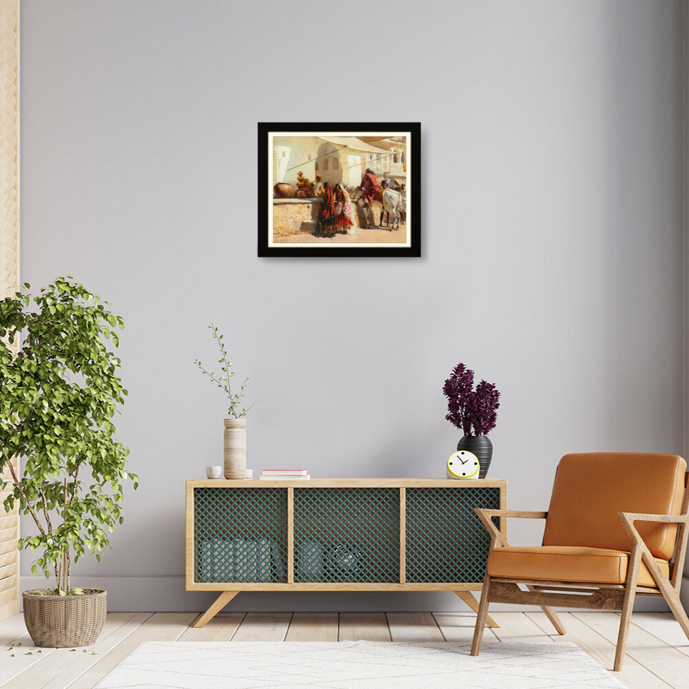 A Street Market Scene - Framed Wall Art