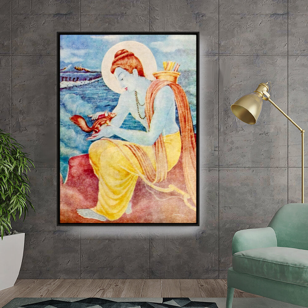 Sree Ram With Little Squirrel - FLOATING FRAME