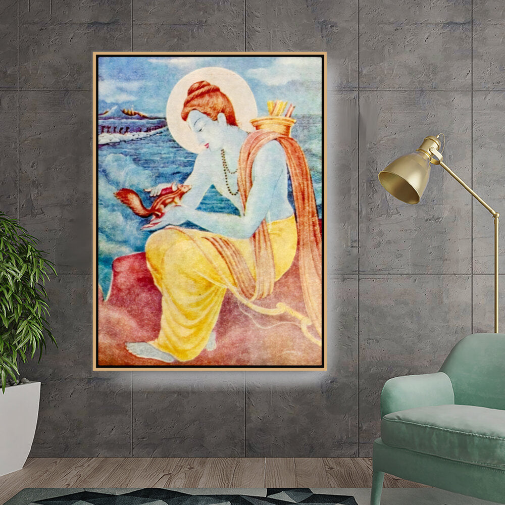 Sree Ram With Little Squirrel - FLOATING FRAME