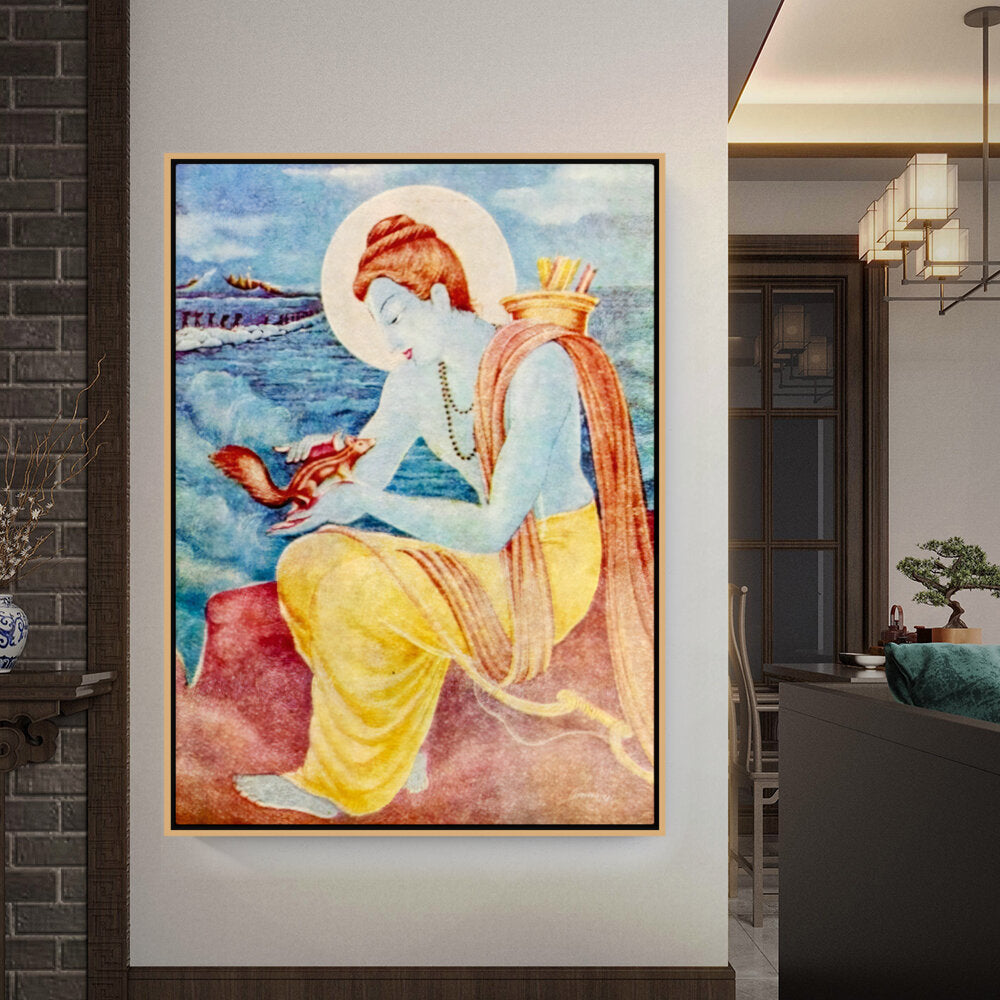 Sree Ram With Little Squirrel - FLOATING FRAME