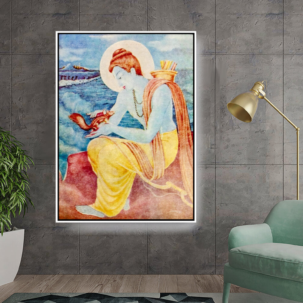 Sree Ram With Little Squirrel - FLOATING FRAME