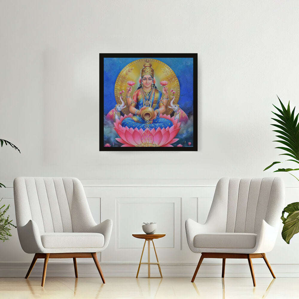 Lakshmi With A Kalasha - Framed Canvas