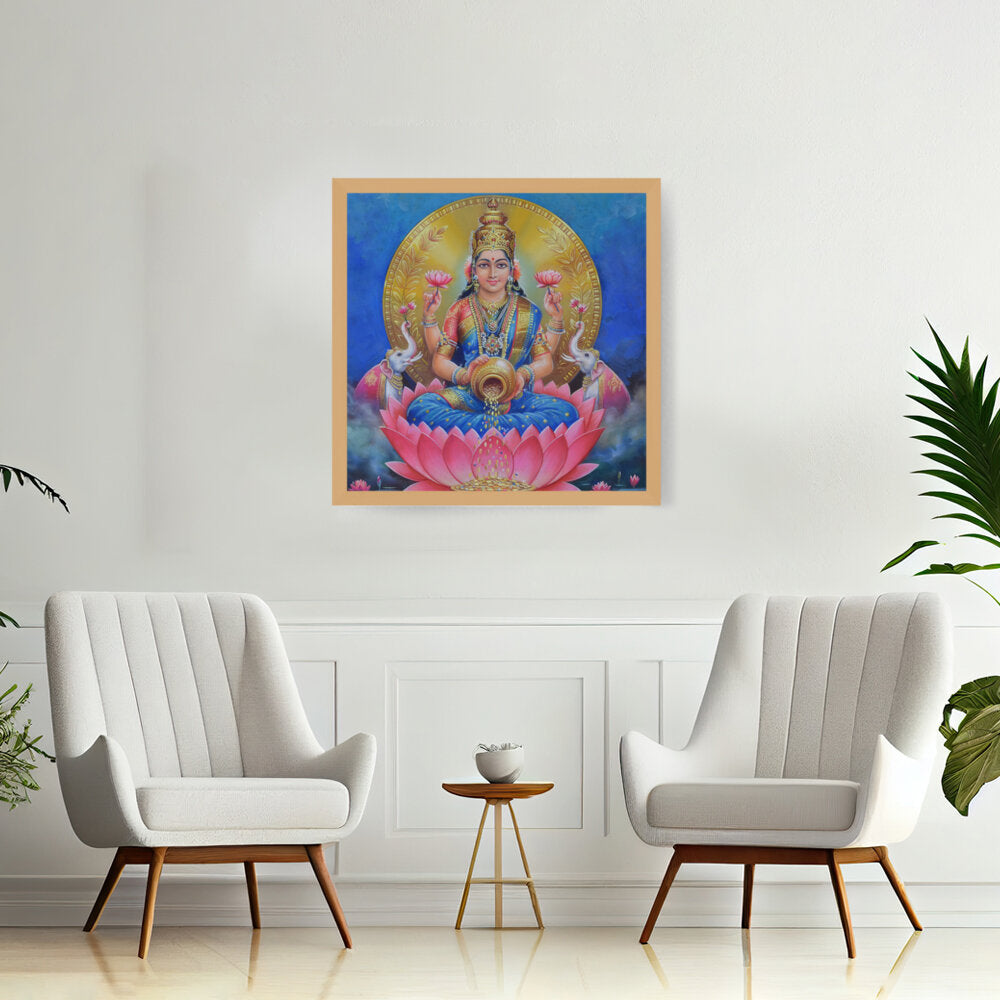 Lakshmi With A Kalasha - Framed Canvas