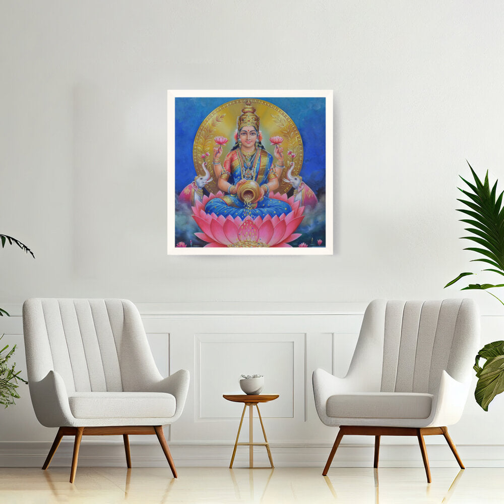 Lakshmi With A Kalasha - Framed Canvas