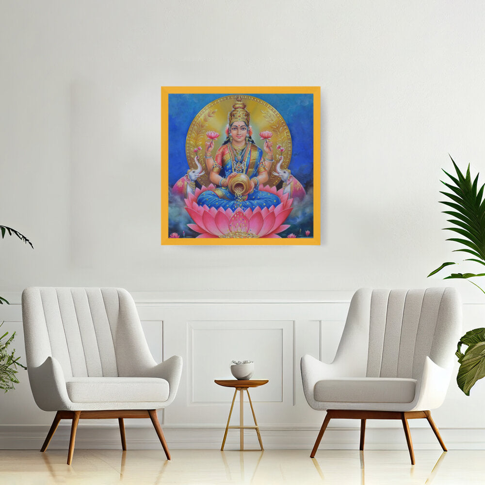 Lakshmi With A Kalasha - Framed Canvas