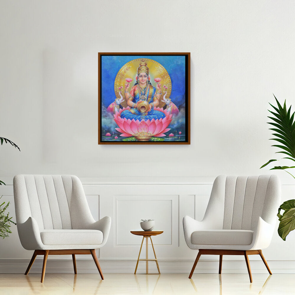 Lakshmi With A Kalasha - FLOATING FRAME