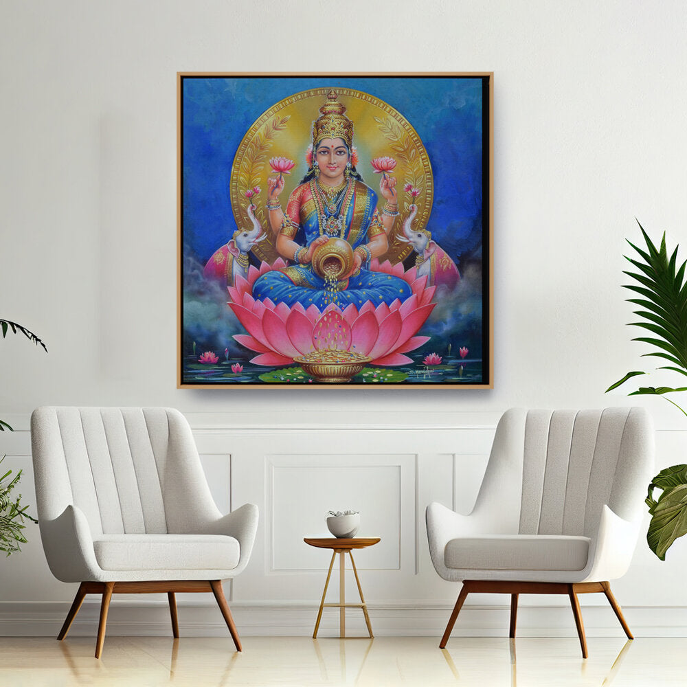 Lakshmi With A Kalasha - FLOATING FRAME