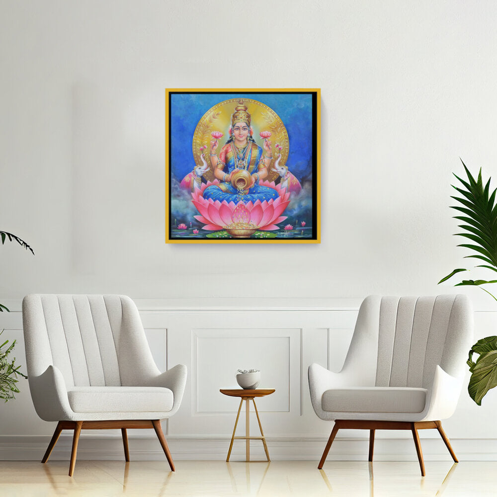 Lakshmi With A Kalasha - FLOATING FRAME