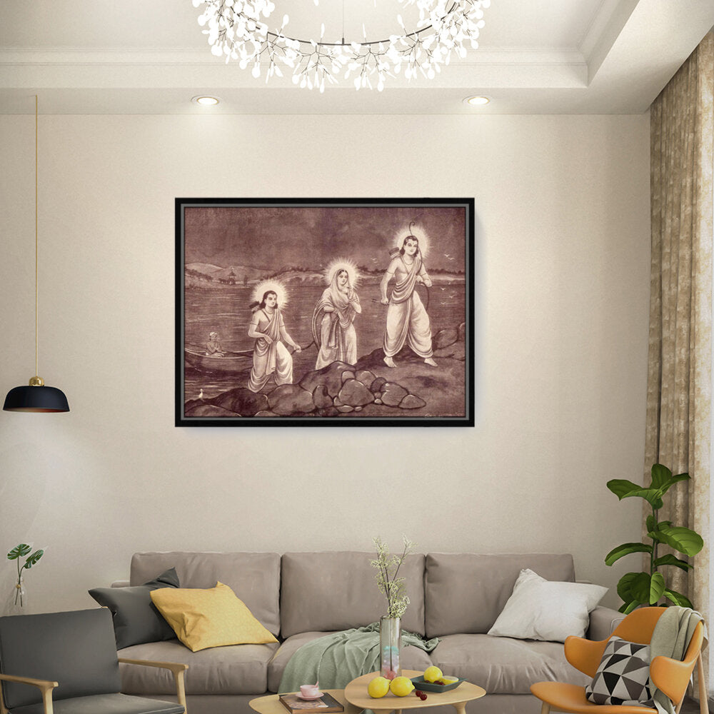 Rama With Sita And Laxman - FLOATING FRAME