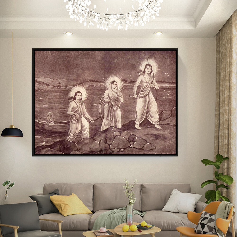 Rama With Sita And Laxman - FLOATING FRAME