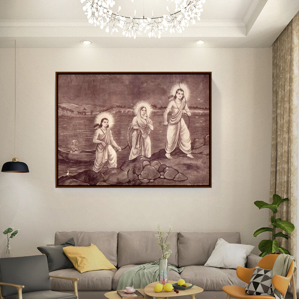 Rama With Sita And Laxman - FLOATING FRAME