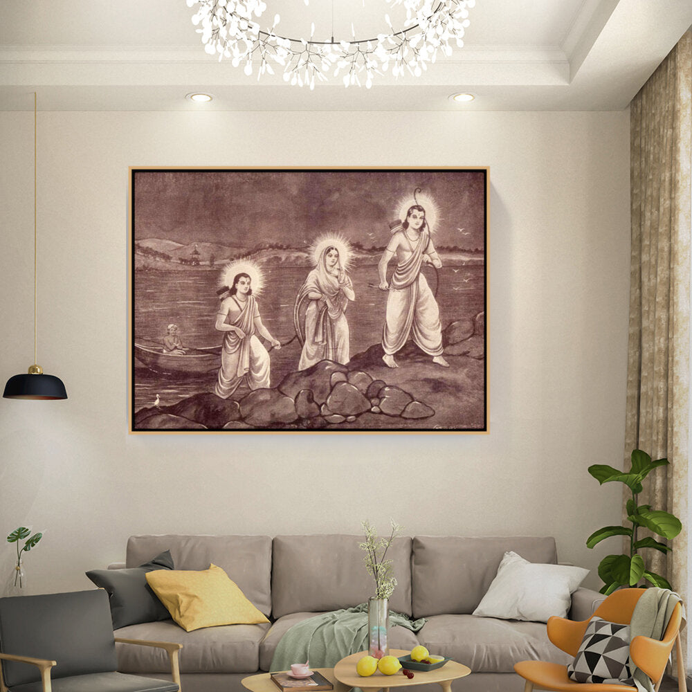 Rama With Sita And Laxman - FLOATING FRAME