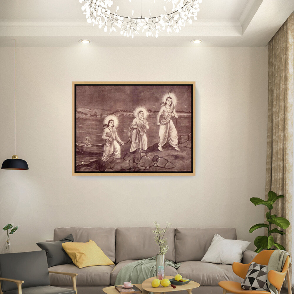 Rama With Sita And Laxman - FLOATING FRAME