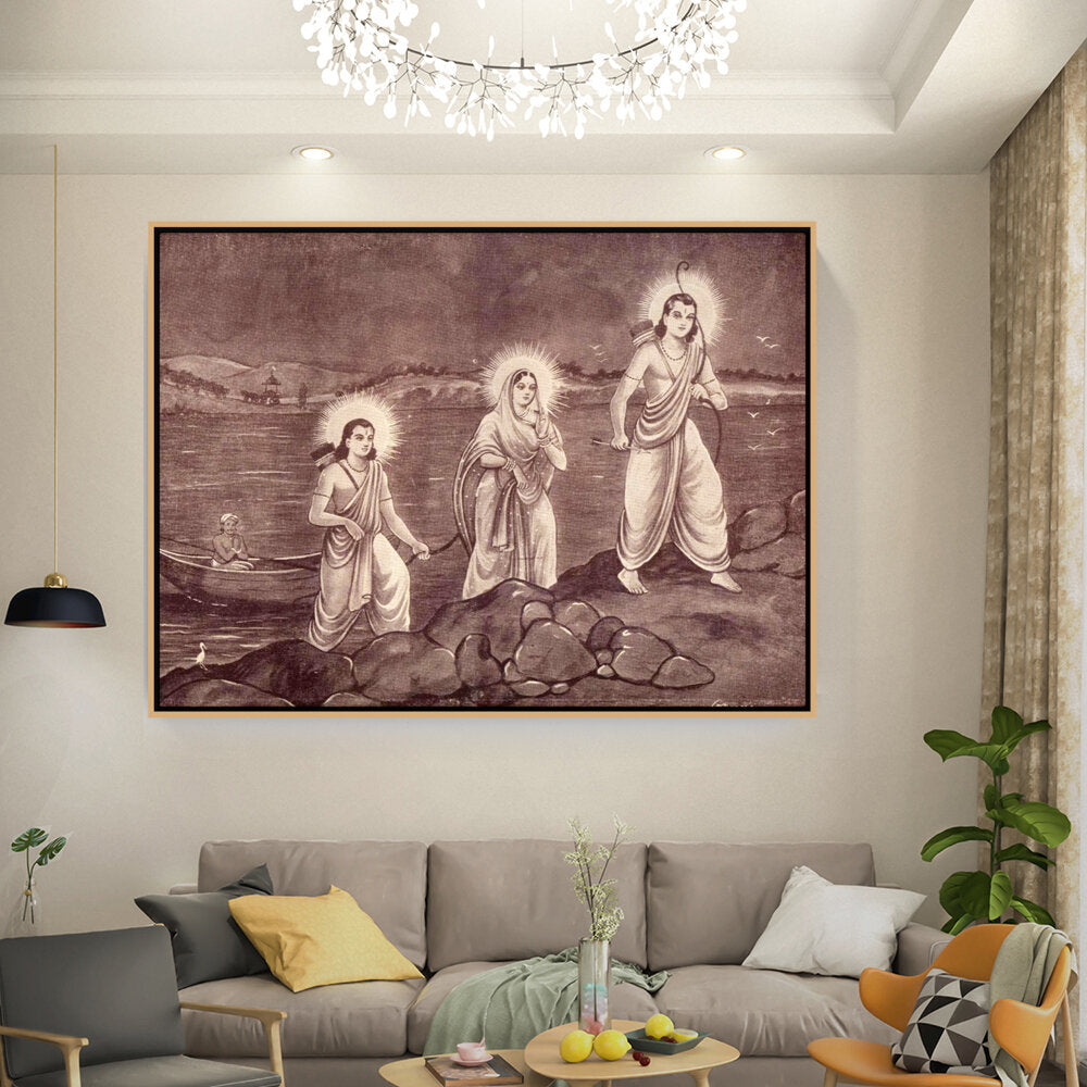 Rama With Sita And Laxman - FLOATING FRAME