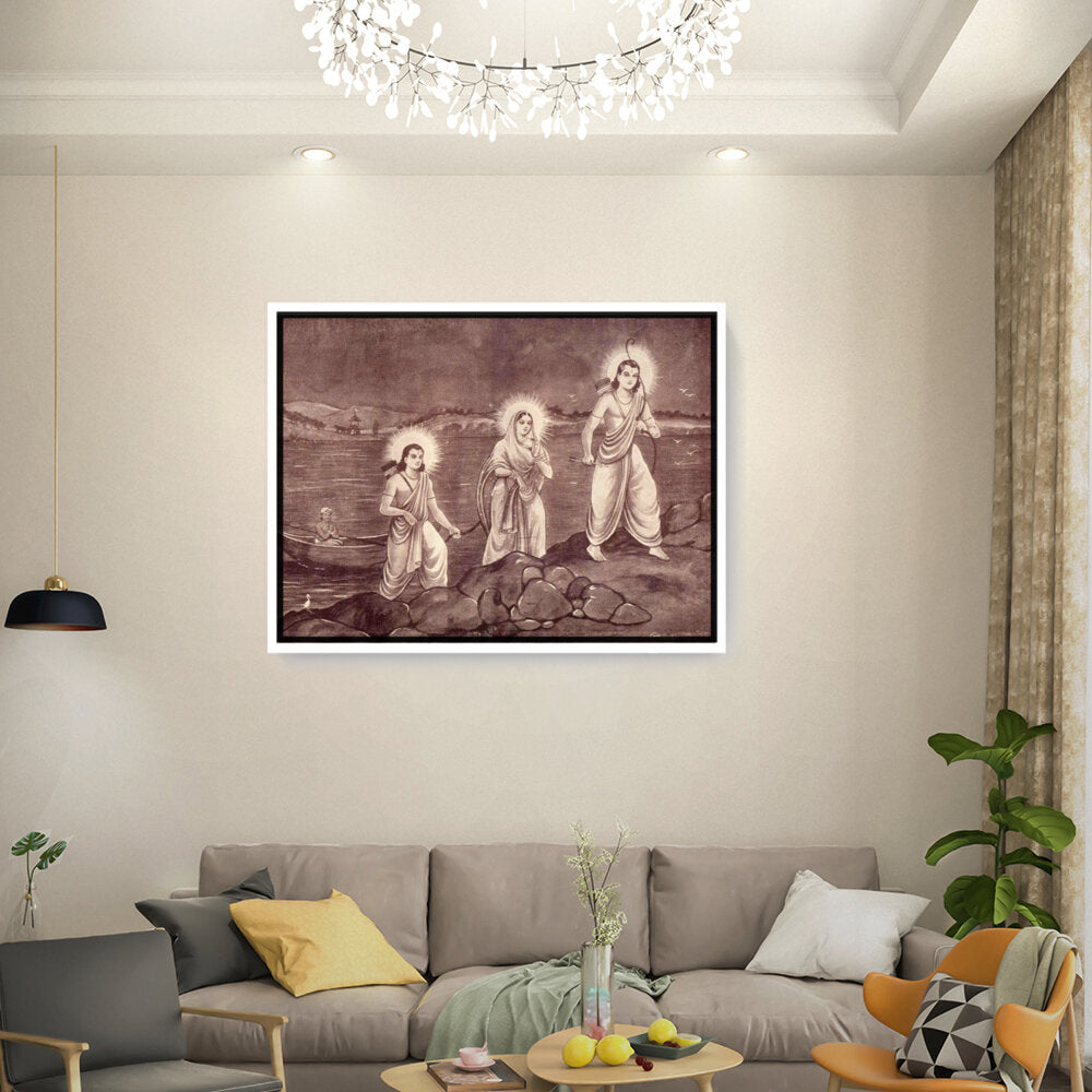 Rama With Sita And Laxman - FLOATING FRAME