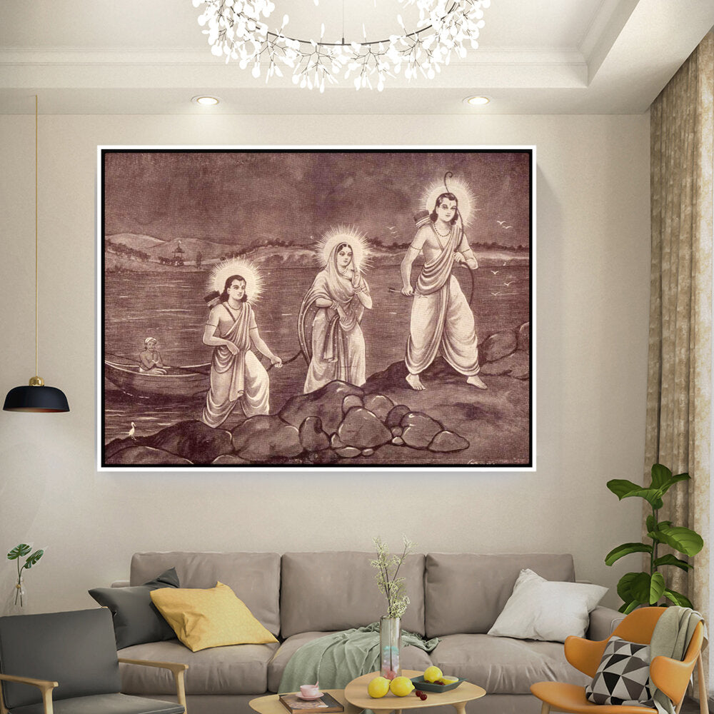 Rama With Sita And Laxman - FLOATING FRAME