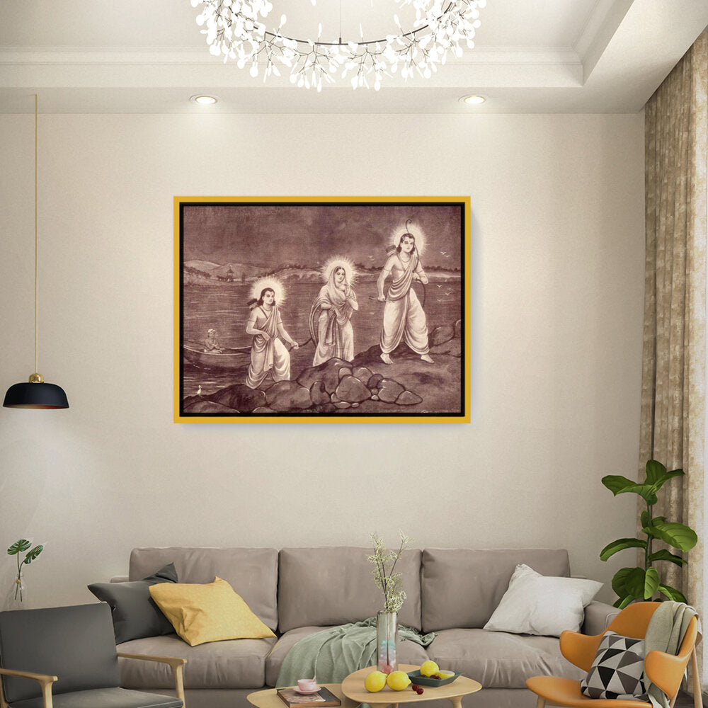Rama With Sita And Laxman - FLOATING FRAME