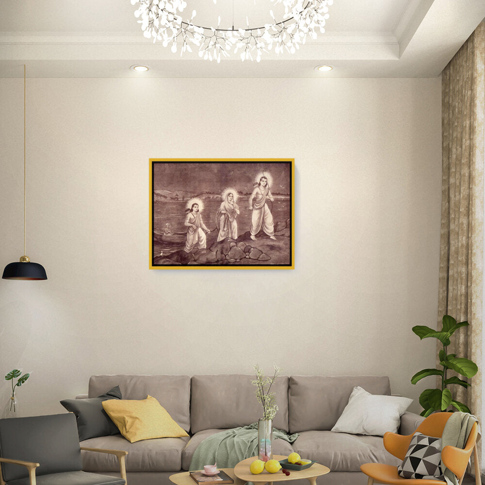 Rama With Sita And Laxman - FLOATING FRAME