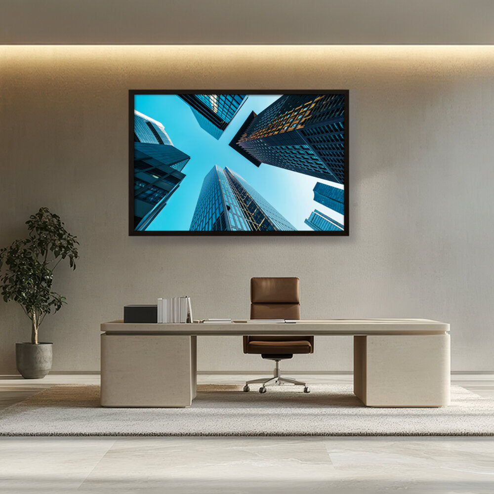 Skyscraper Tower Buildings - Framed Canvas