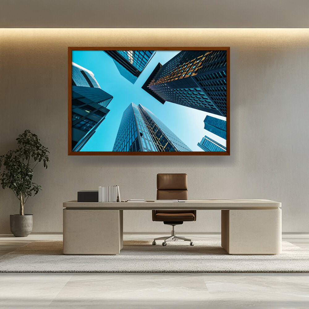 Skyscraper Tower Buildings - Framed Canvas