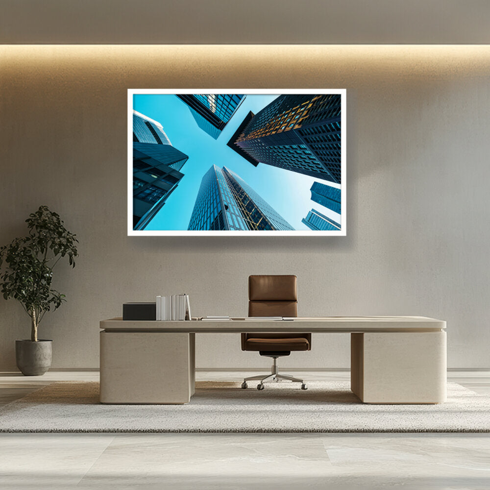 Skyscraper Tower Buildings - Framed Canvas