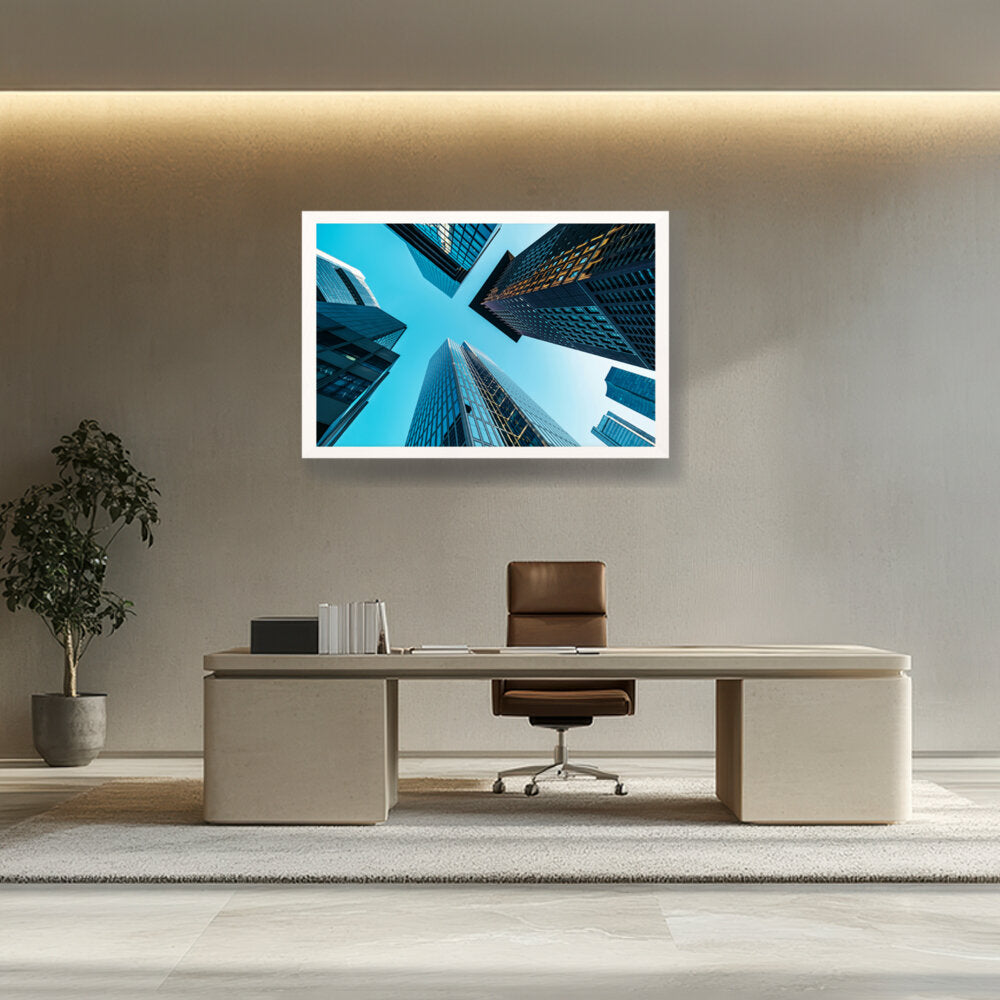Skyscraper Tower Buildings - Framed Canvas