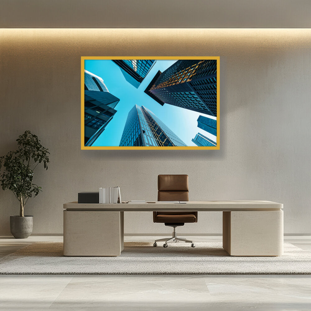 Skyscraper Tower Buildings - Framed Canvas