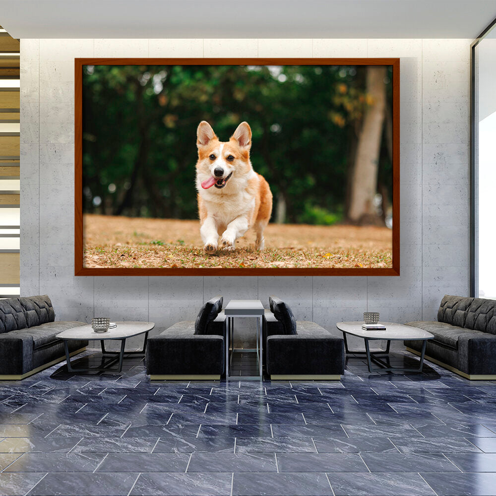 Picasoul - Artist - Cute Welsh Corgi Dog - Framed Canvas