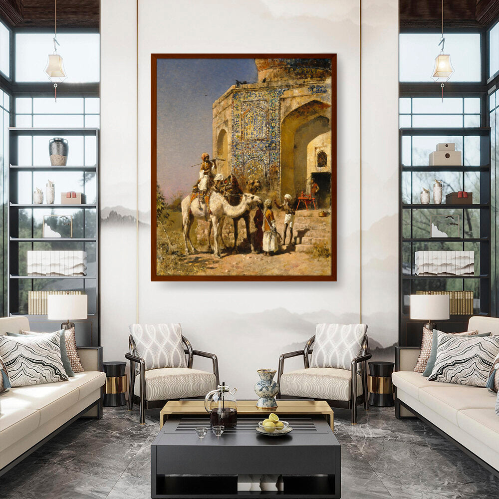 The Old Blue-Tiled Mosque - Framed Canvas
