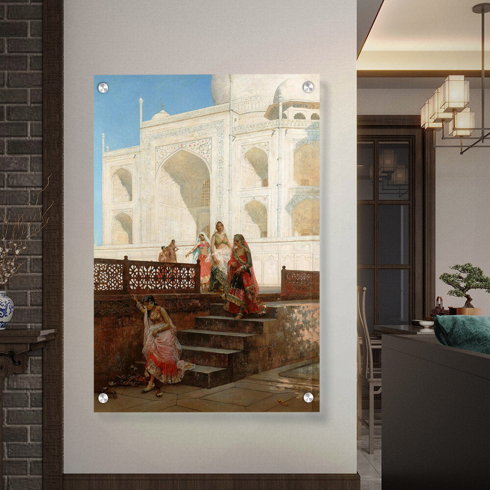 Nautch Girls At Taj Mahal - Acrylic Wall Photo