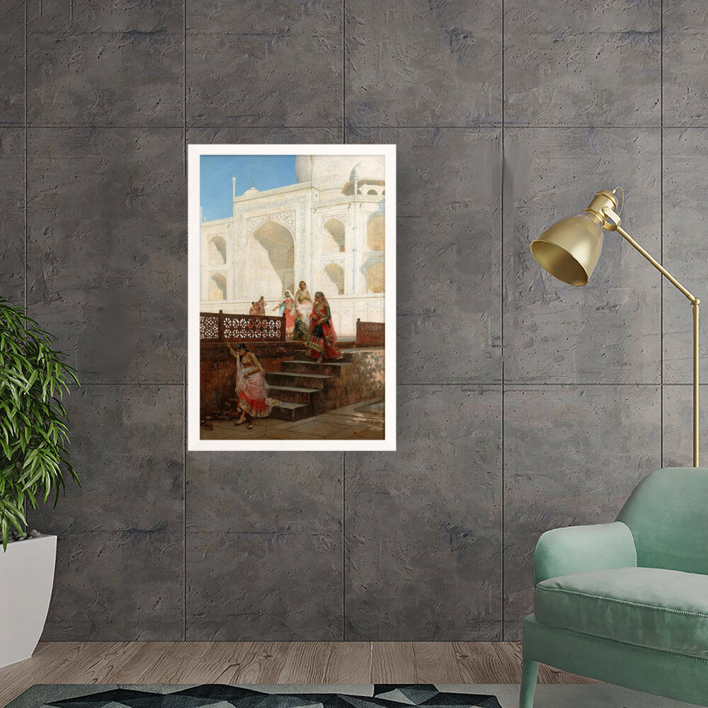 Nautch Girls At Taj Mahal - Framed Canvas