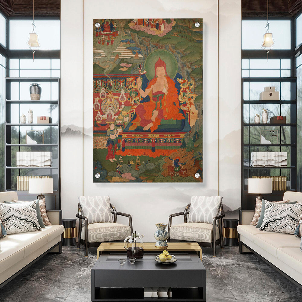 Lama Engaged In Ritual - Acrylic Wall Photo