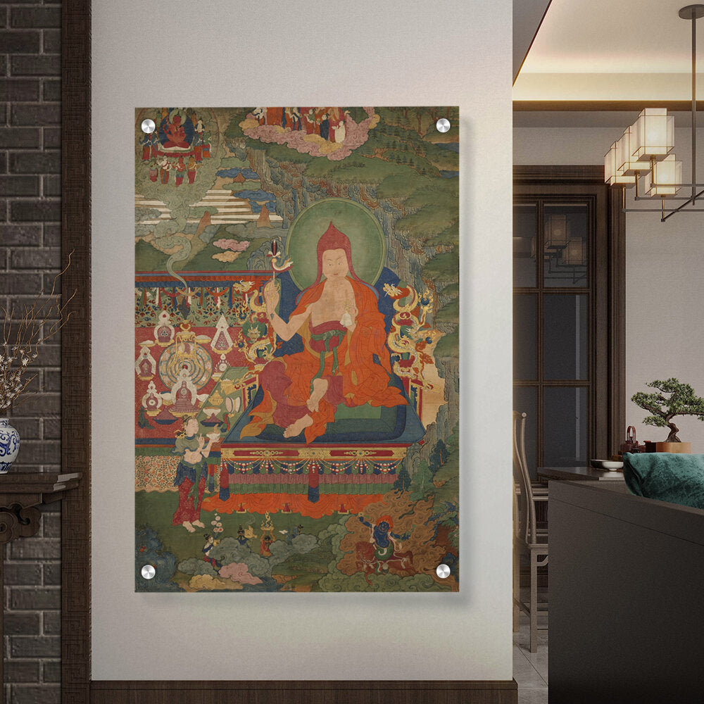Lama Engaged In Ritual - Acrylic Wall Photo