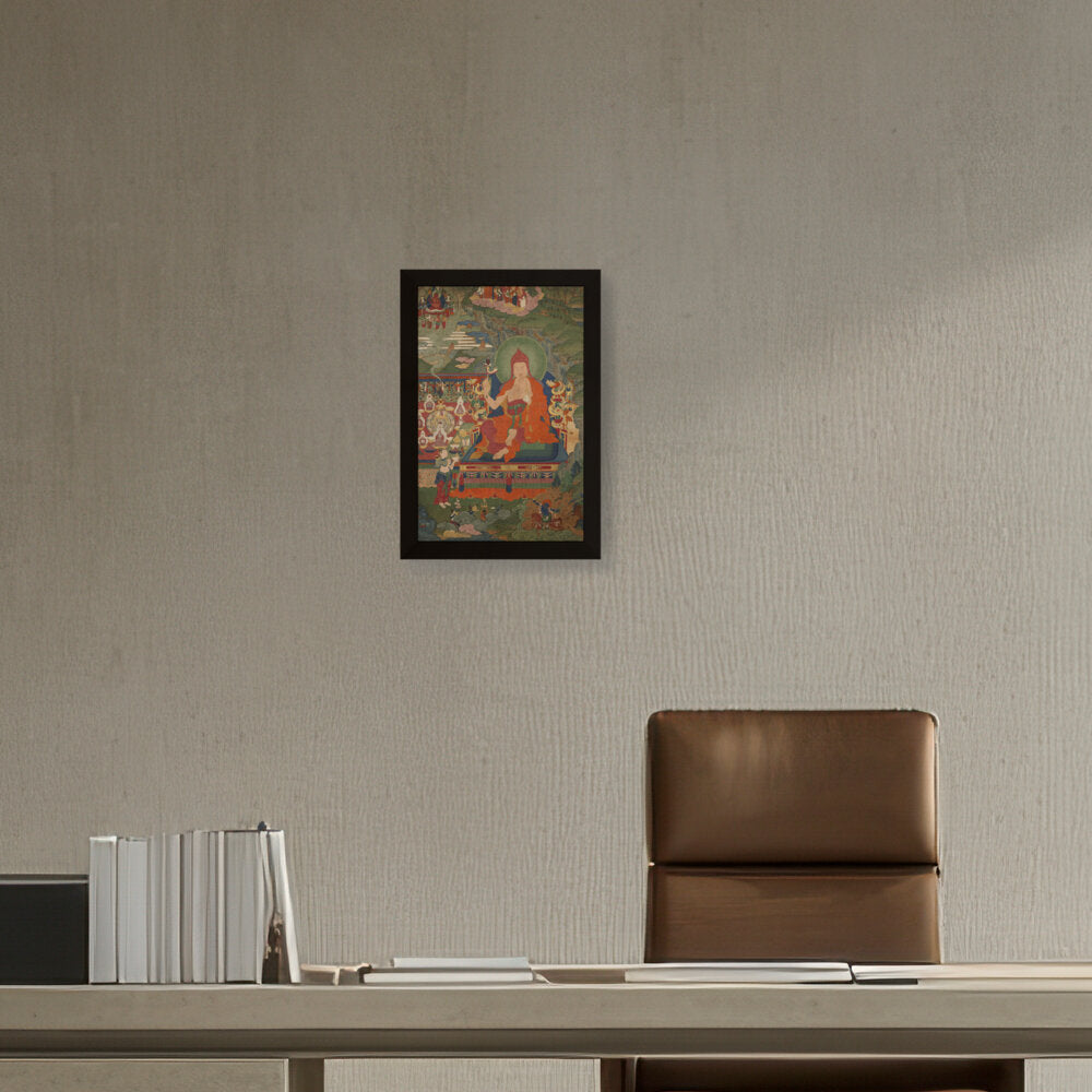 Lama Engaged In Ritual - Framed Canvas