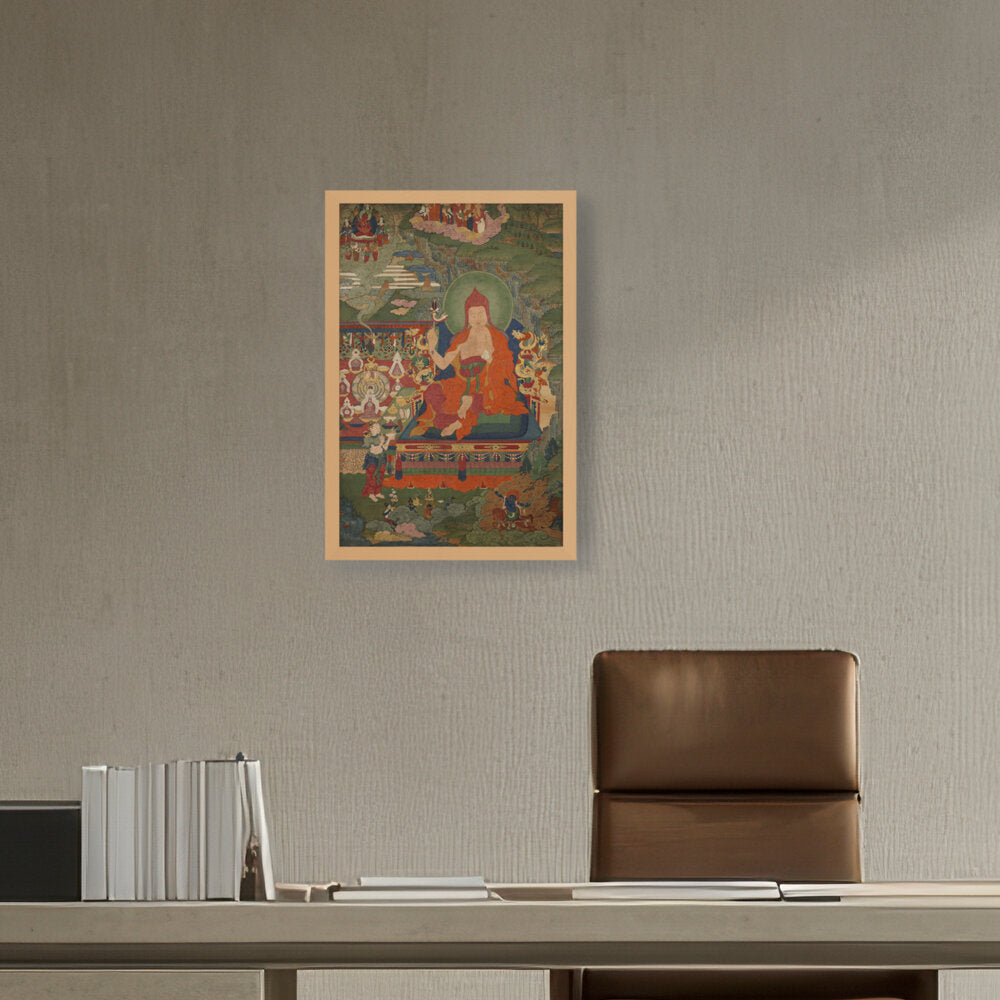 Lama Engaged In Ritual - Framed Canvas