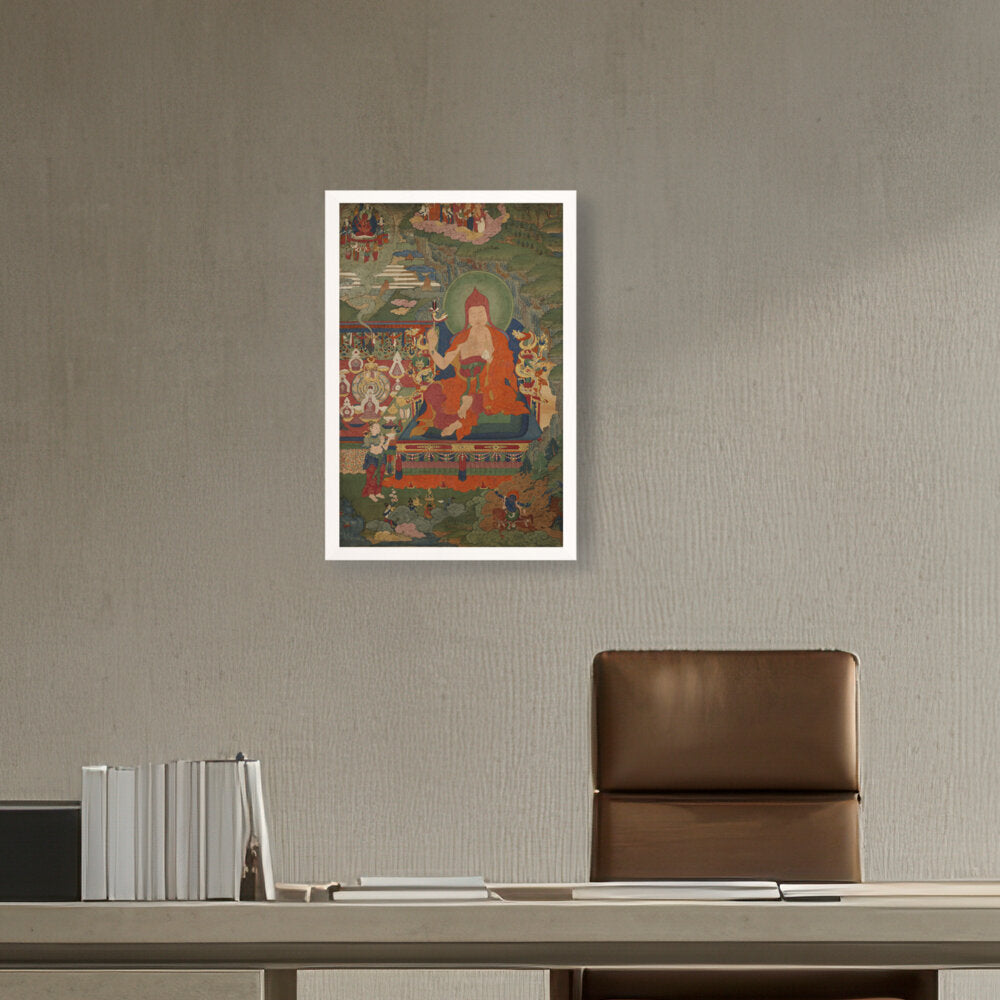 Lama Engaged In Ritual - Framed Canvas