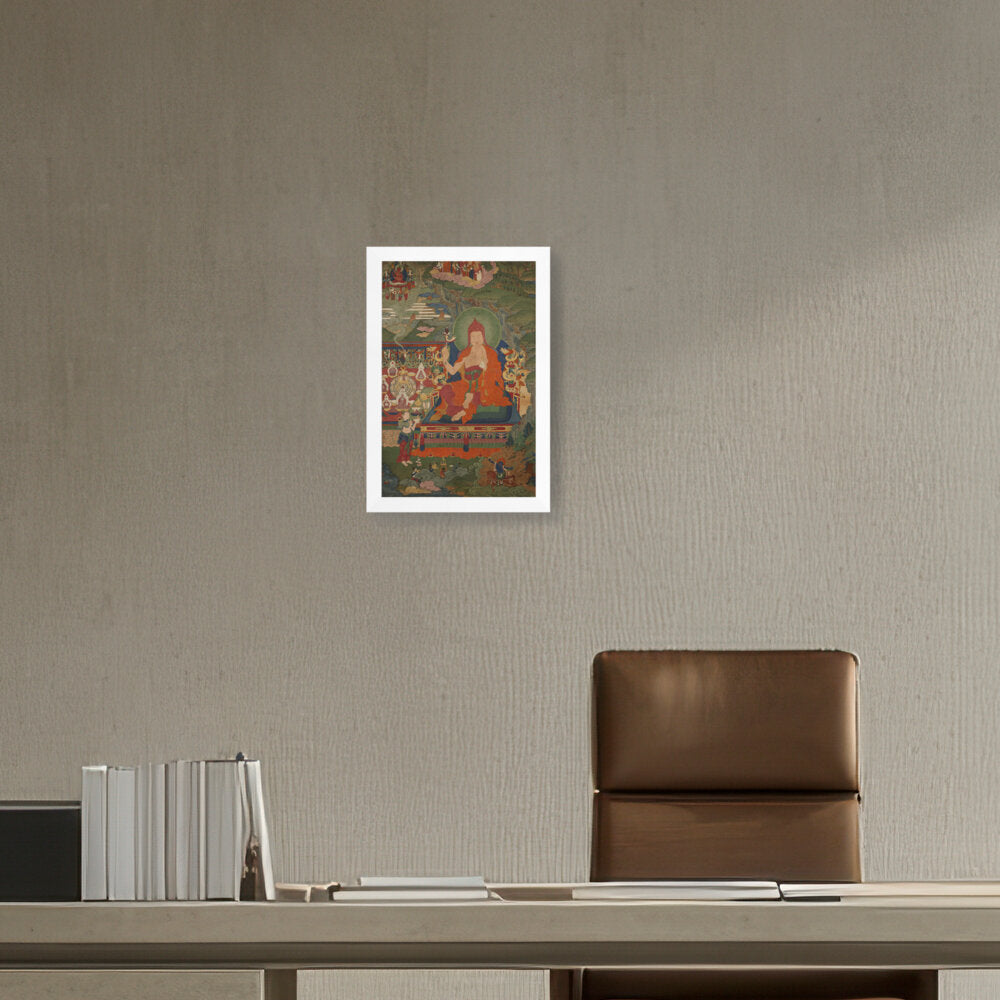 Lama Engaged In Ritual - Framed Canvas