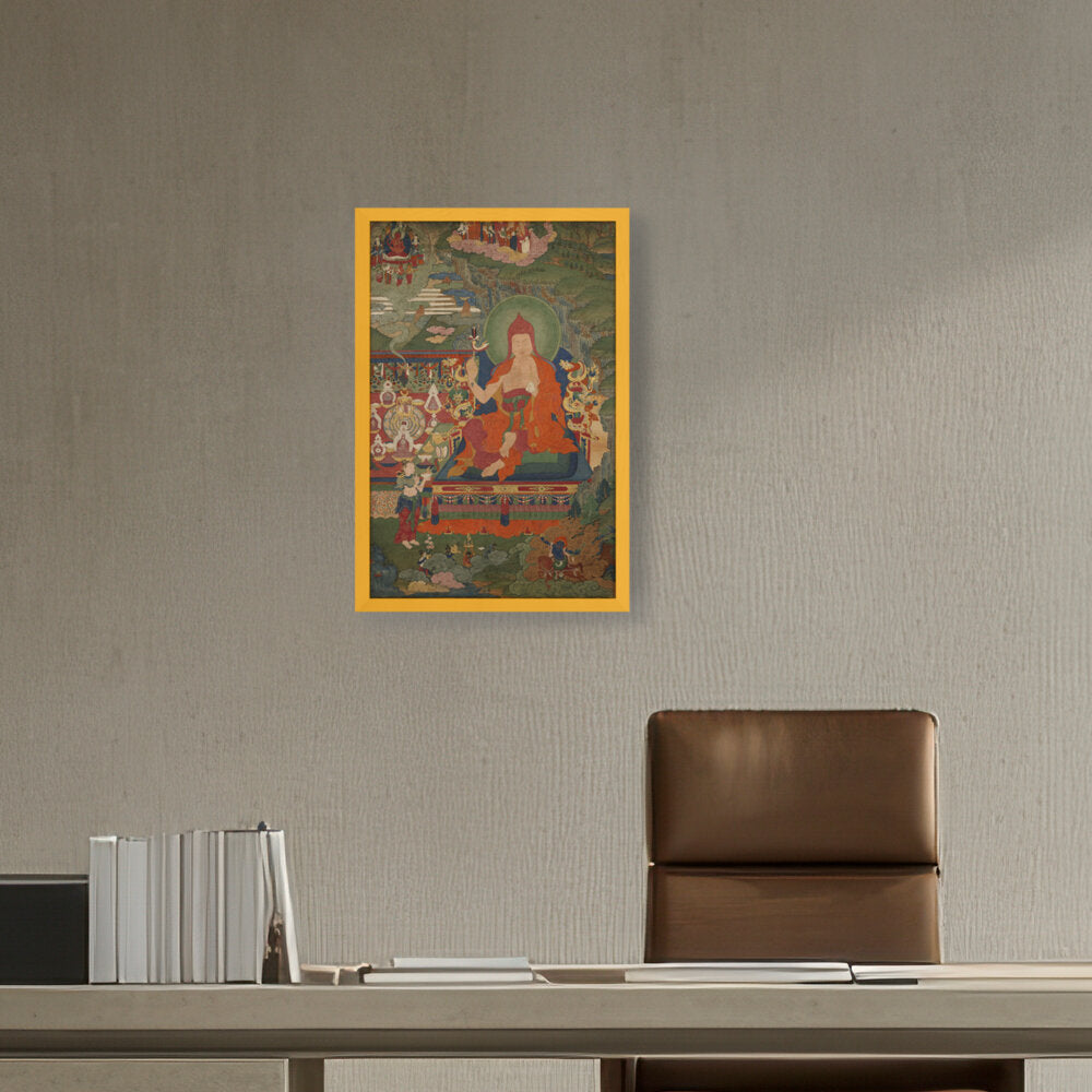 Lama Engaged In Ritual - Framed Canvas