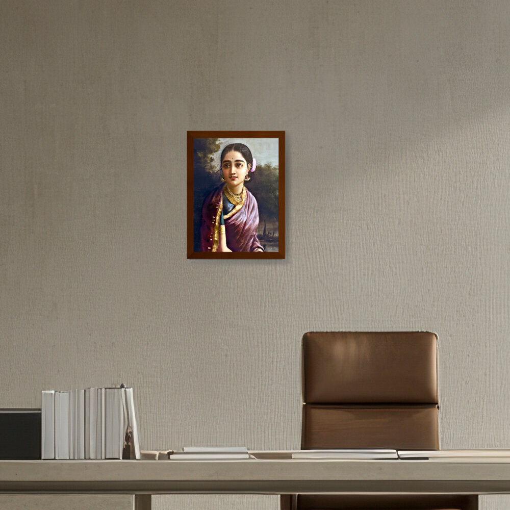 Radha In The Moonlight - Framed Canvas