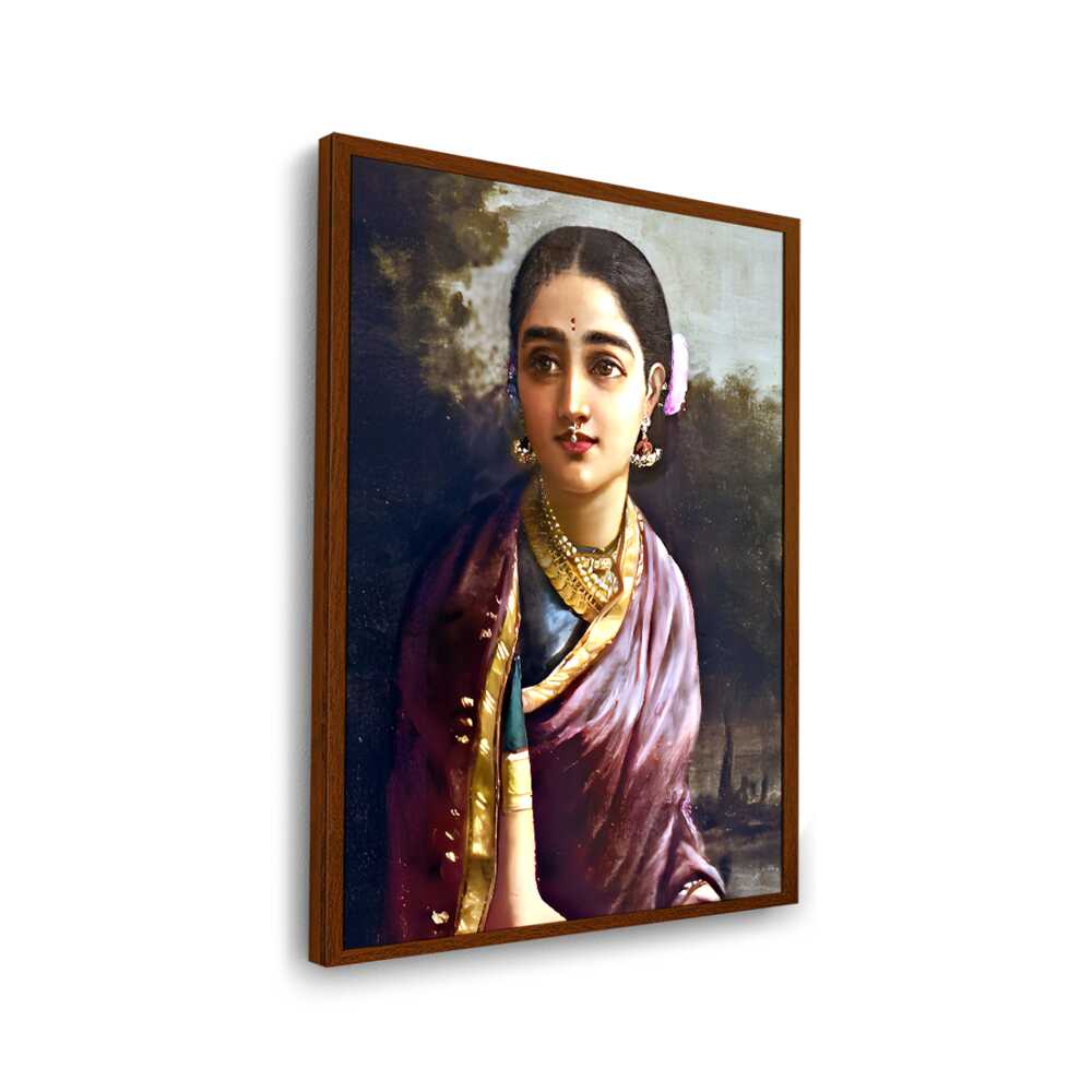 Radha In The Moonlight - Framed Canvas