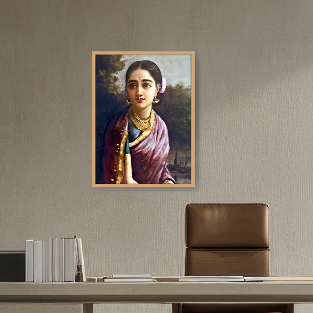Radha In The Moonlight - Framed Canvas