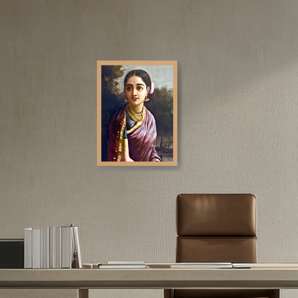 Radha In The Moonlight - Framed Canvas