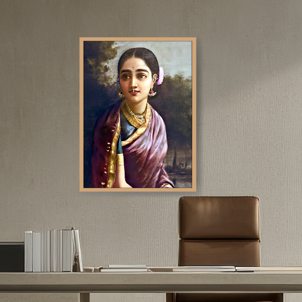 Radha In The Moonlight - Framed Canvas