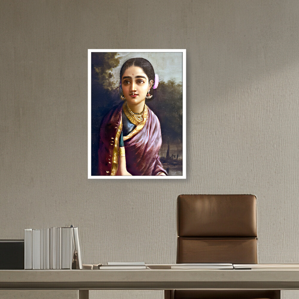 Radha In The Moonlight - Framed Canvas