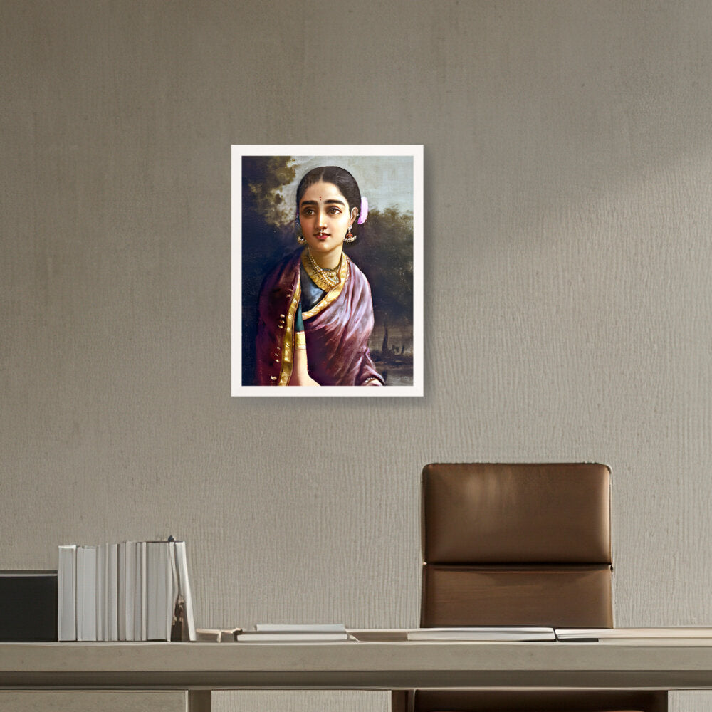 Radha In The Moonlight - Framed Canvas