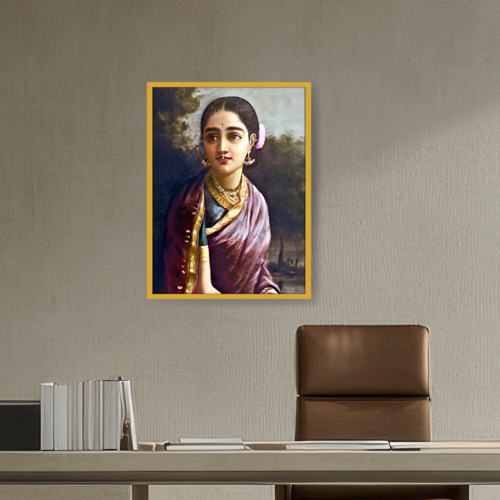 Radha In The Moonlight - Framed Canvas