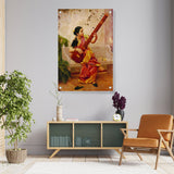 Chitra Playing Veena - Acrylic Wall Photo