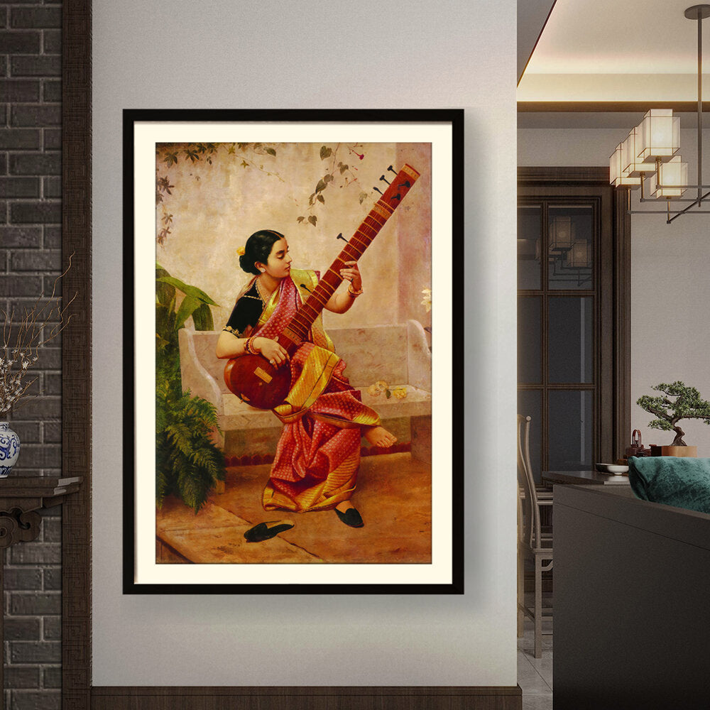 Chitra Playing Veena - WALL MOUNT FRAME