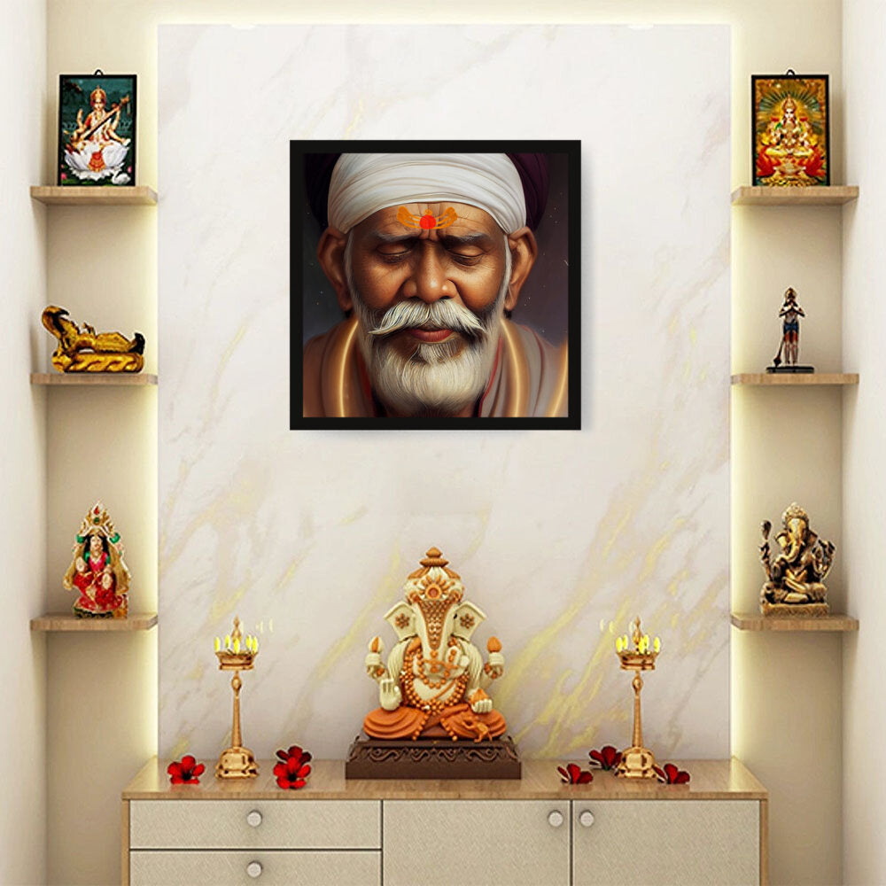 Sai-Baba-Ai Art - Framed Canvas